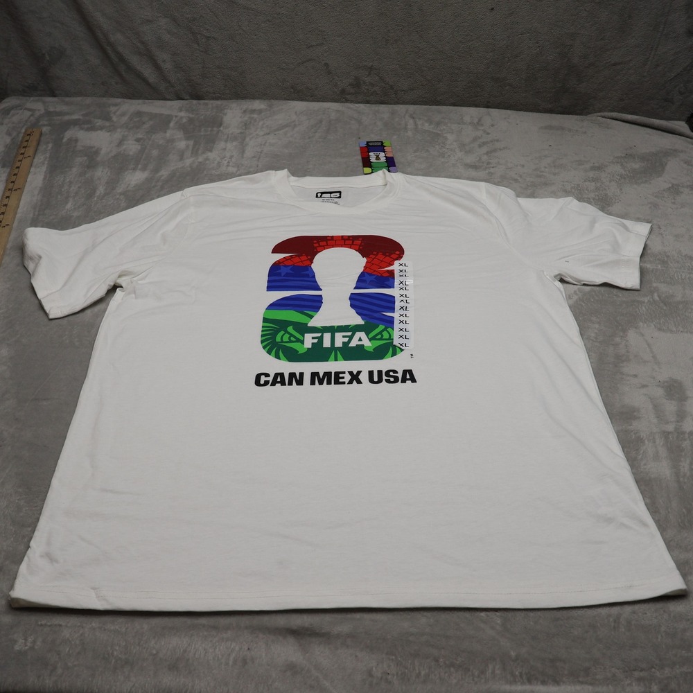 FIFA World Cup 2026 Shirt Men XL White Football CanMexUSA Graphic Tee $20 NEW